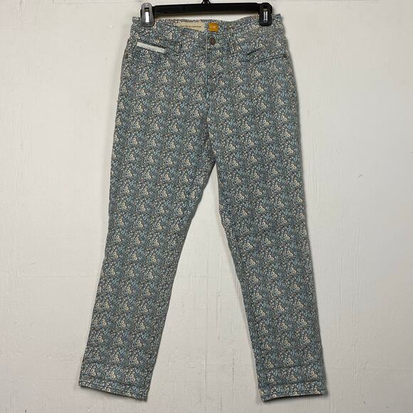 Anthropologie Pilcro Blue Floral Stet Ankle Jeans Size 28 - Picture 1 of 7